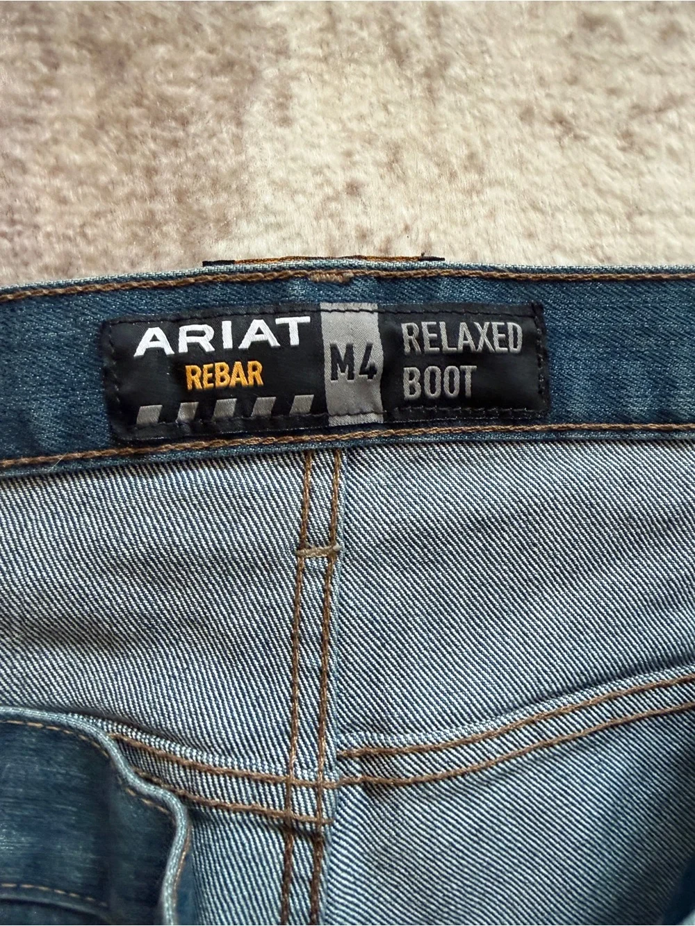 Ariat Rebar M4 Relaxed Boot Cut Jeans Mens 42x32 Med. Wash Work Denim Loop Lock